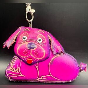 Dog Coin purse with‎ Keychain-Magenta